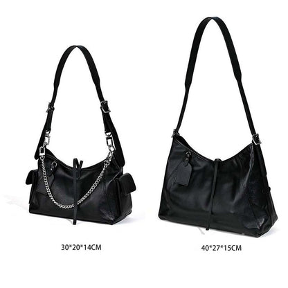 Women’s Black Genuine Leather Minimalist Carryall Bag Easy Beauty Nepal