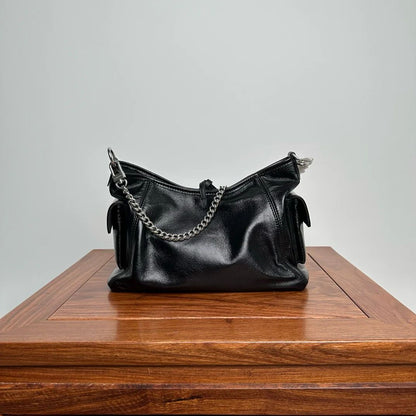 Women’s Black Genuine Leather Minimalist Carryall Bag Easy Beauty Nepal