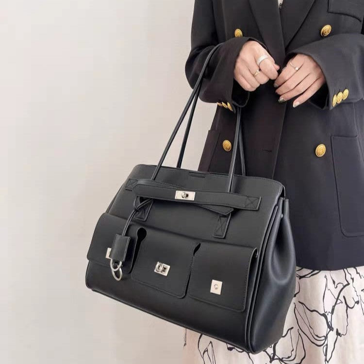 Extra Large Leather Multi-Pocket Shoulder Tote Bag Easy Beauty Nepal