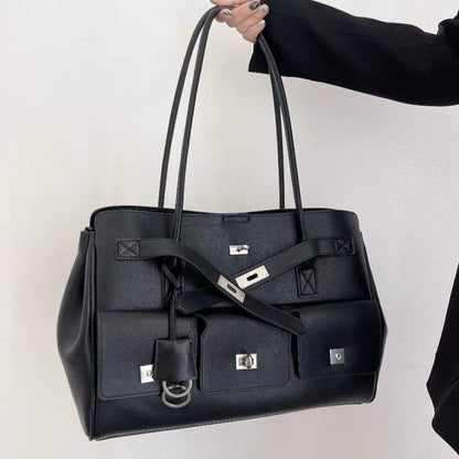 Extra Large Leather Multi-Pocket Shoulder Tote Bag Easy Beauty Nepal