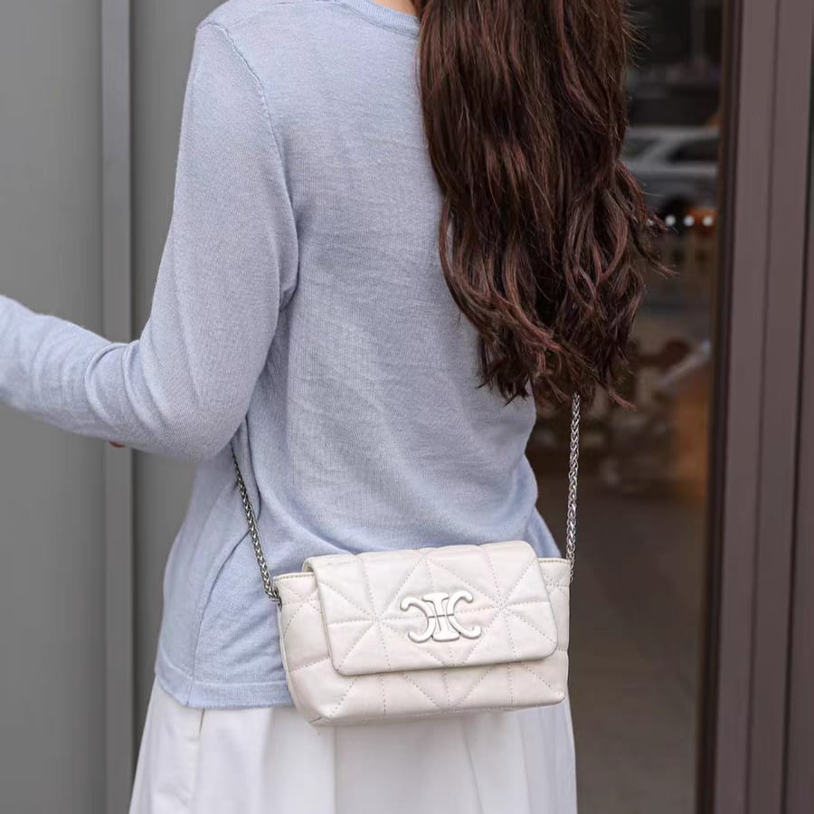 Celine Vegan Leather Quilted Studded Shoulder Bag Easy Beauty Nepal