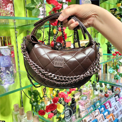 Miu Miu Fleming Soft Mini Crescent Women's Brown Clutch Bag Easy Beauty Nepal