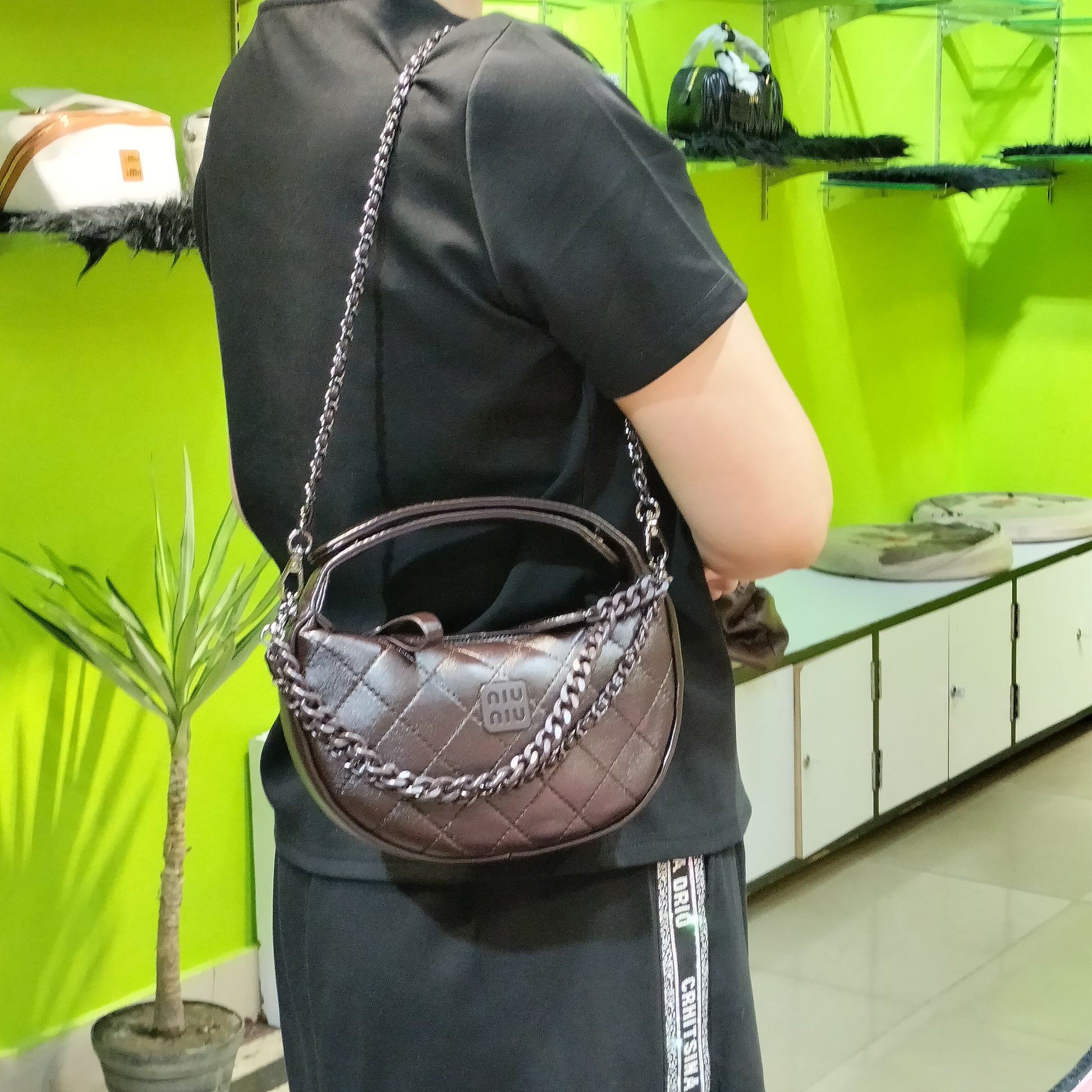 Miu Miu Fleming Soft Mini Crescent Women's Brown Clutch Bag Easy Beauty Nepal