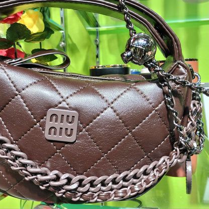 Miu Miu Fleming Soft Mini Crescent Women's Brown Clutch Bag Easy Beauty Nepal