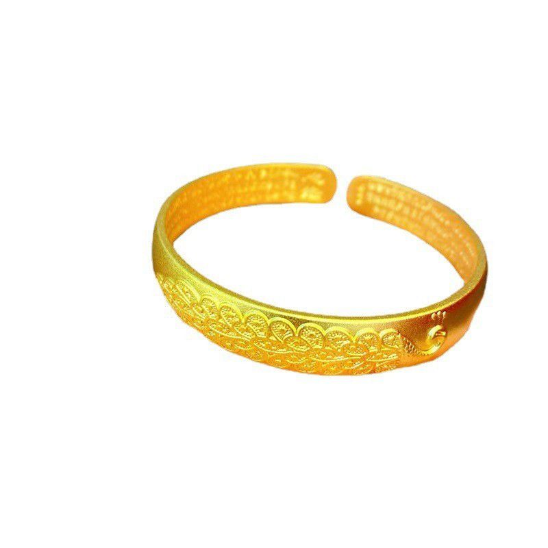 Gold Plated Wide Bangle Women's Adjustable Peacock Bracelet Easy Beauty Nepal