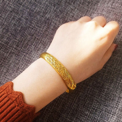 Gold Plated Wide Bangle Women's Adjustable Peacock Bracelet Easy Beauty Nepal