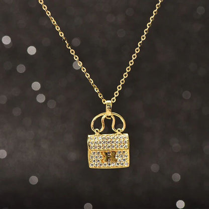 H Letter Bag Necklace Micro-Encrusted Handbag Pendant Titanium Steel Chain Easy Beauty Nepal
