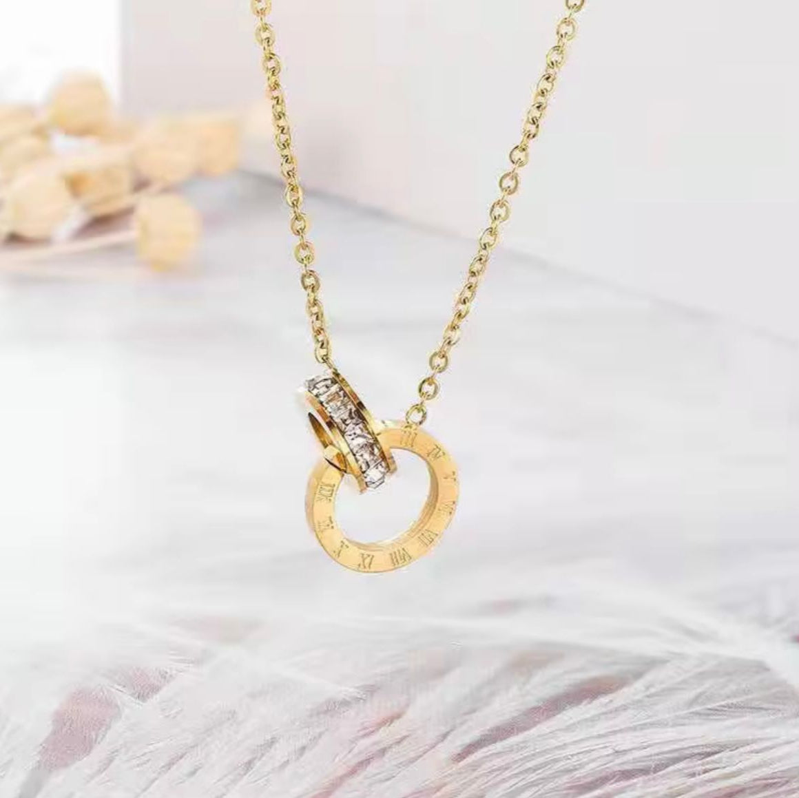 Diamond Necklace Non-Tarnish Stainless Steel Chain Gold Pendant Easy Beauty Nepal