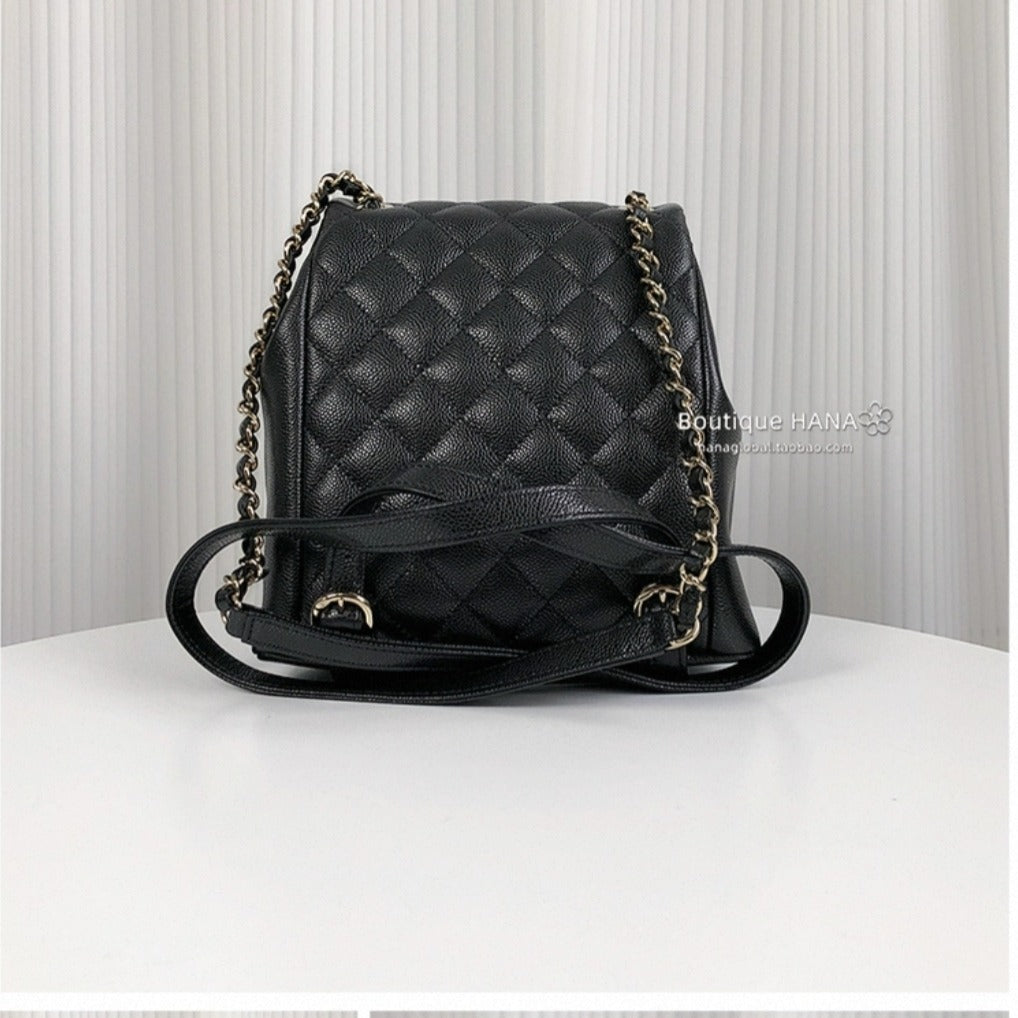 Chanel Medium Cargo Duma Backpack Black Shiny Grained Calfskin Easy Beauty Nepal