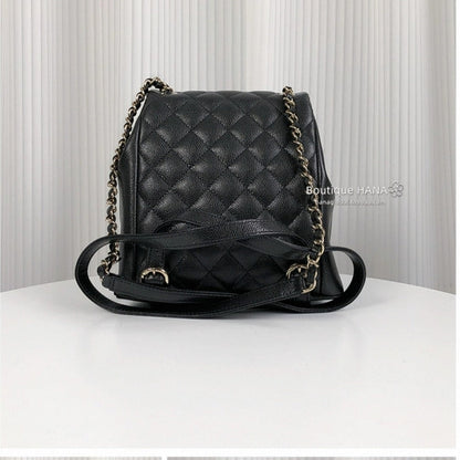 Chanel Medium Cargo Duma Backpack Black Shiny Grained Calfskin Easy Beauty Nepal