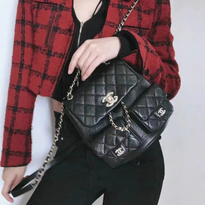 Chanel Medium Cargo Duma Backpack Black Shiny Grained Calfskin Easy Beauty Nepal