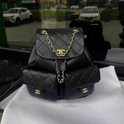 Chanel Medium Cargo Duma Backpack Black Shiny Grained Calfskin Easy Beauty Nepal