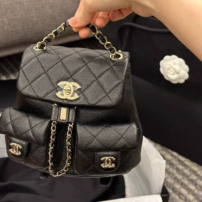 Chanel Medium Cargo Duma Backpack Black Shiny Grained Calfskin Easy Beauty Nepal