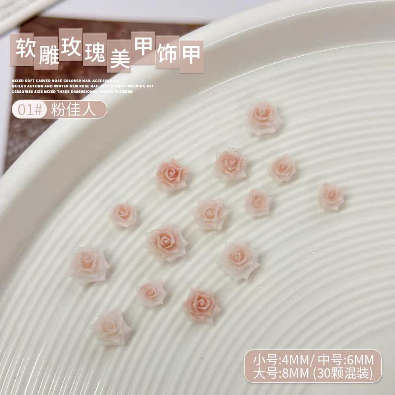 Nail Stone (3D Flower Tulip & Rose）50 Pcs Mask Queen Nepal