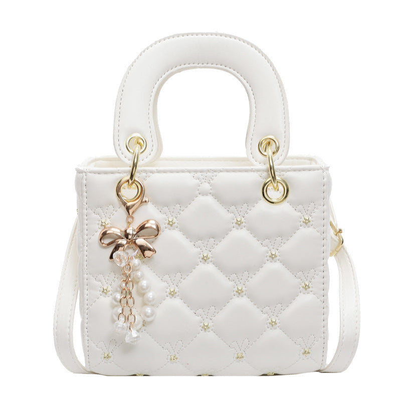 Square Fashion Dia Check Pearl Shoulder Crossbody Bag Easy Beauty Nepal