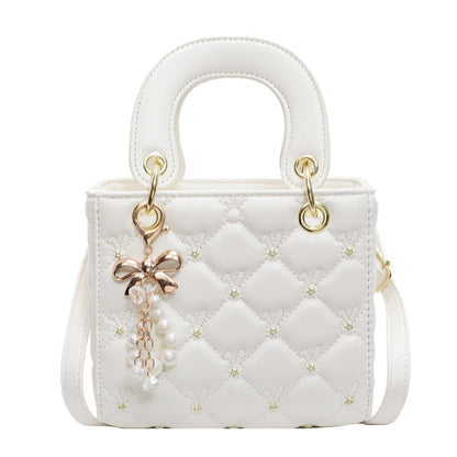 Square Fashion Dia Check Pearl Shoulder Crossbody Bag Easy Beauty Nepal