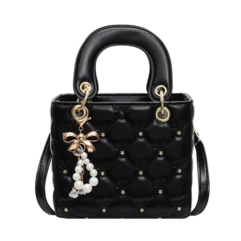 Square Fashion Dia Check Pearl Shoulder Crossbody Bag Easy Beauty Nepal