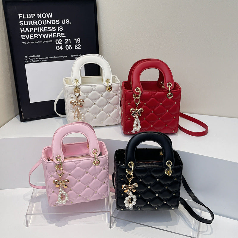 Square Fashion Dia Check Pearl Shoulder Crossbody Bag Easy Beauty Nepal