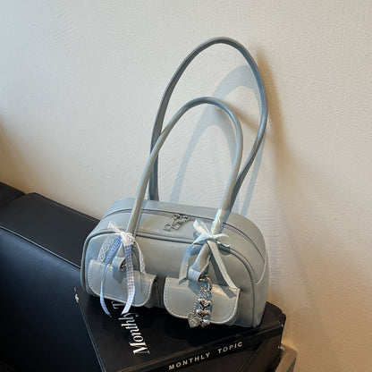 Celebrity Style Bow Korean Niche Versatile Boston Tote Bag Easy Beauty Nepal