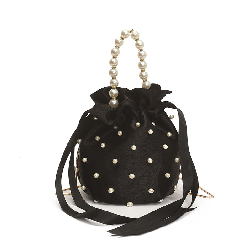 Luxury Women's Nylon Nude Color Handbag With Pearl Decoration Easy Beauty Nepal