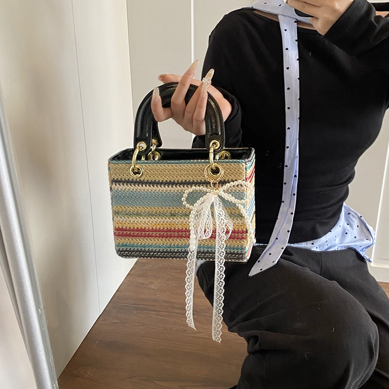 Women's Fashionable Red Colorful Handbag Casual Versatile Shoulder Bag Easy Beauty Nepal