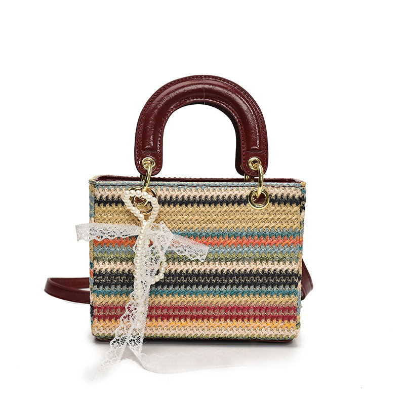 Women's Fashionable Red Colorful Handbag Casual Versatile Shoulder Bag Easy Beauty Nepal