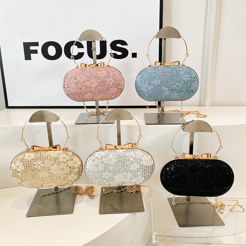 Glamorous Evening Shiny Rhinestone Bow Clasp Women's Bag Easy Beauty Nepal