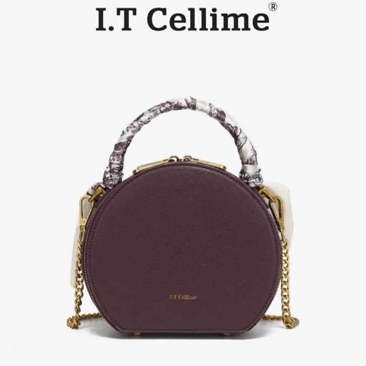 I.T Cellime Round Pu Leather Retro Texture Women's Versatile Crossbody Bag Easy Beauty Nepal