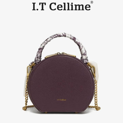 I.T Cellime Round Pu Leather Retro Texture Women's Versatile Crossbody Bag Easy Beauty Nepal