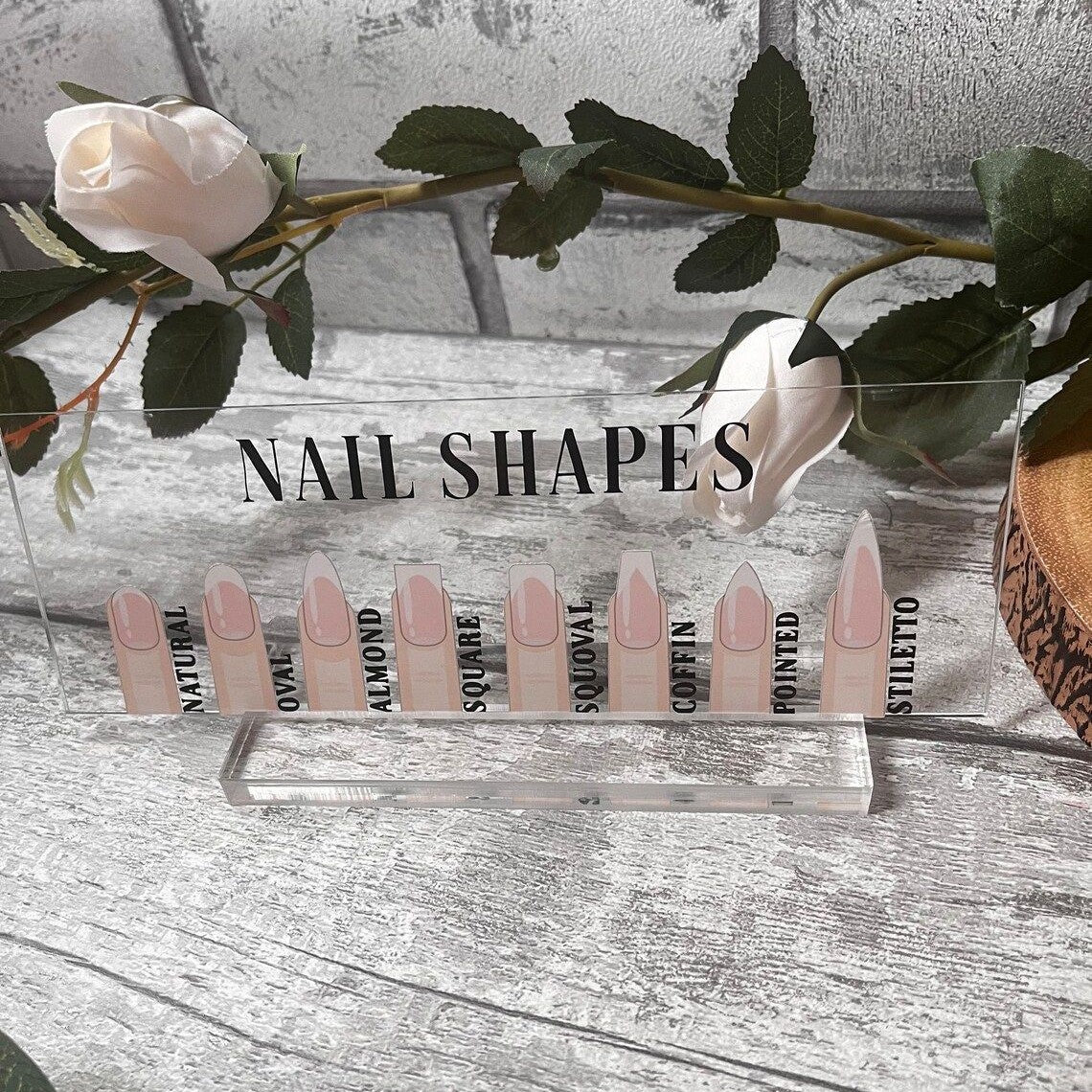 Nail Shape Display Board Showing Shelf With Decorative Base Mask Queen Nepal