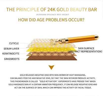 Vibration V Bar Massager 24K Gold Beauty Face-Lift Massage Stick Mask Queen Nepal