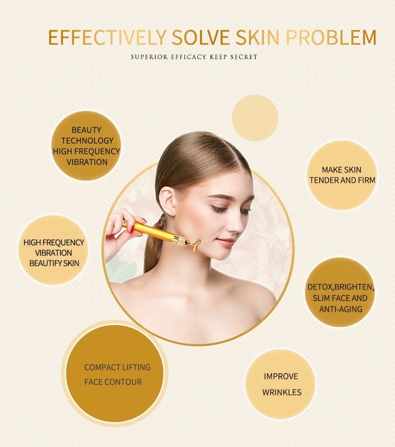 Vibration V Bar Massager 24K Gold Beauty Face-Lift Massage Stick Mask Queen Nepal