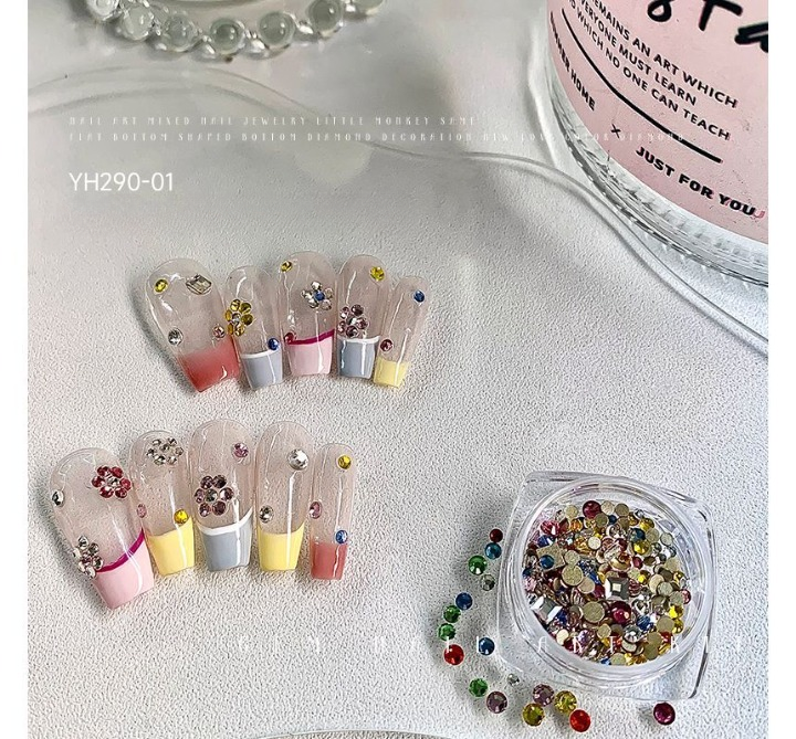 1Box Wearing nail material package pointed bottom diamond super flash flat bottom nail accessories manicure jewelry Mask Queen Nepal