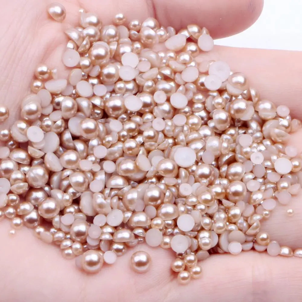 Half Flatback Pearls Artificial Plastic Chic Beads for DIY Craft. Mask Queen Nepal