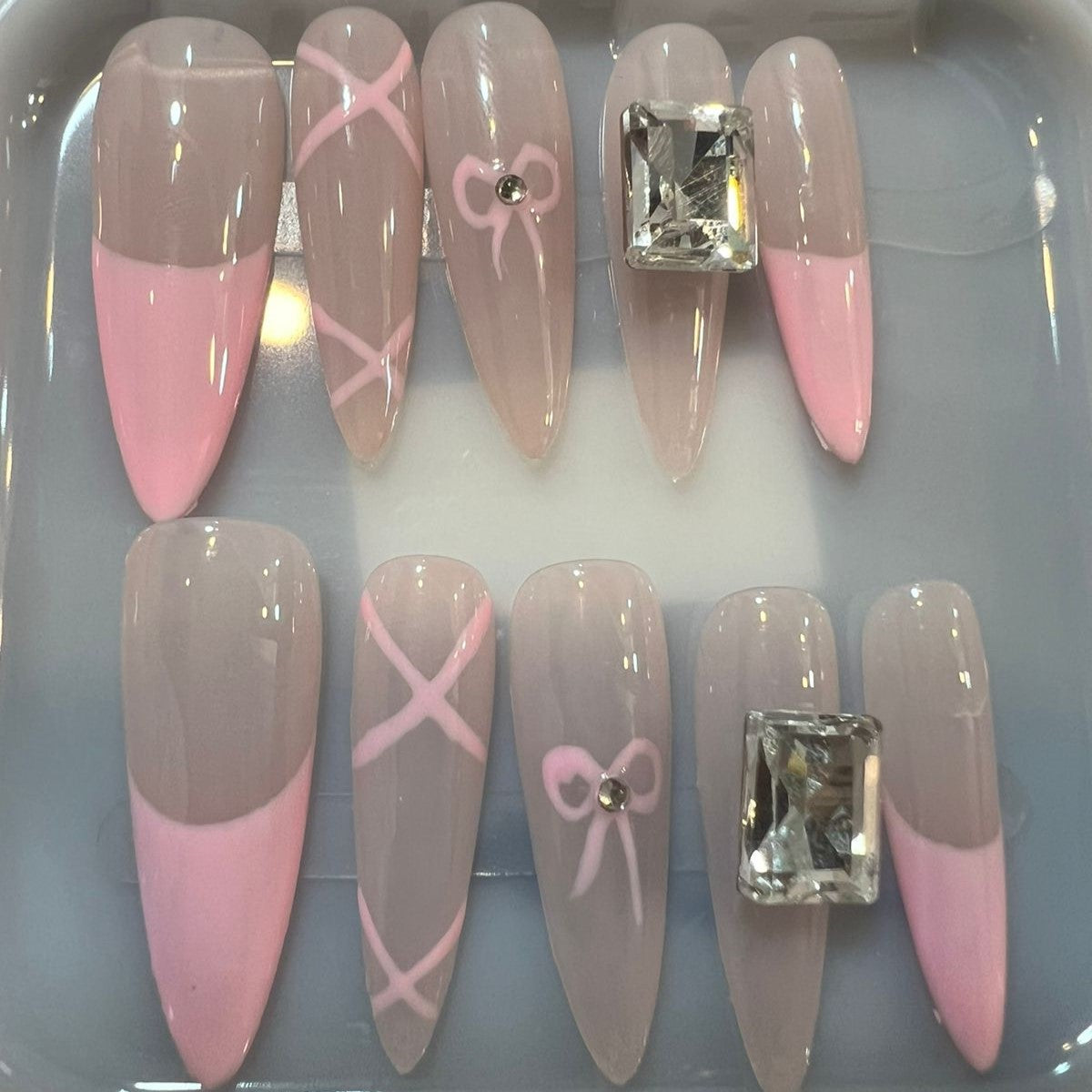 Press On Nail Long Nails Stiletto Shape 10Pcs Mask Queen Nepal