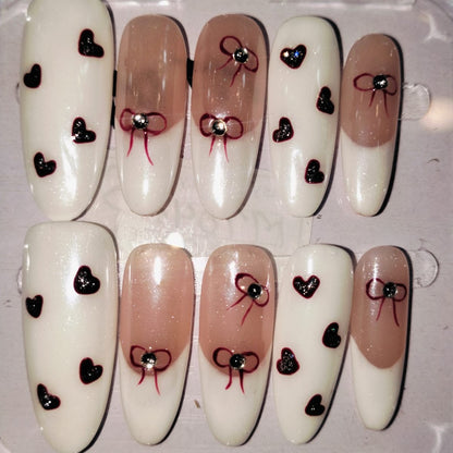 Press On Nail Long Round Almond Shape Nails 10Pcs Mask Queen Nepal