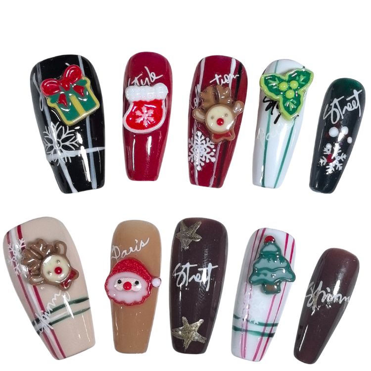 Press On Nail Long Christmas Design 1209 Easy Beauty Nepal