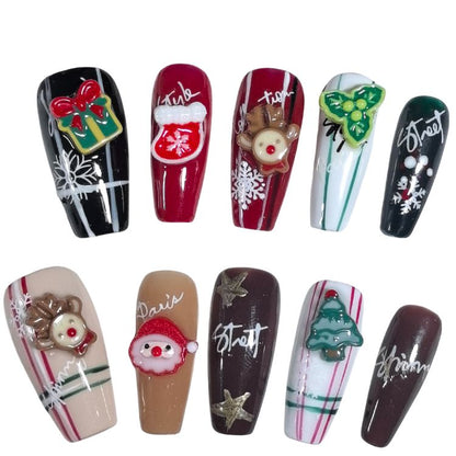 Press On Nail Long Christmas Design 1209 Easy Beauty Nepal