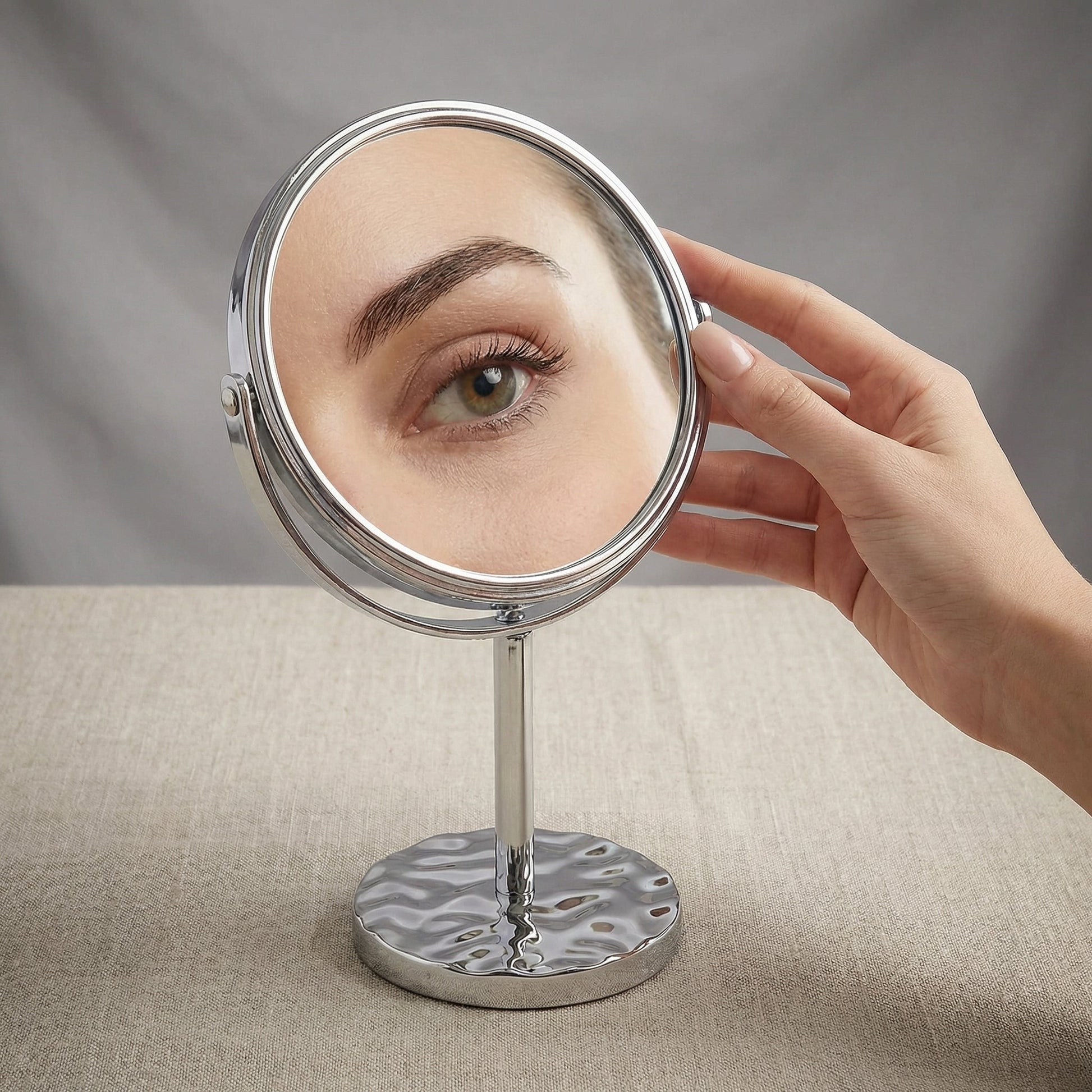 Silver Oval Shaped Double Sided Mirror Easy Beauty Nepal