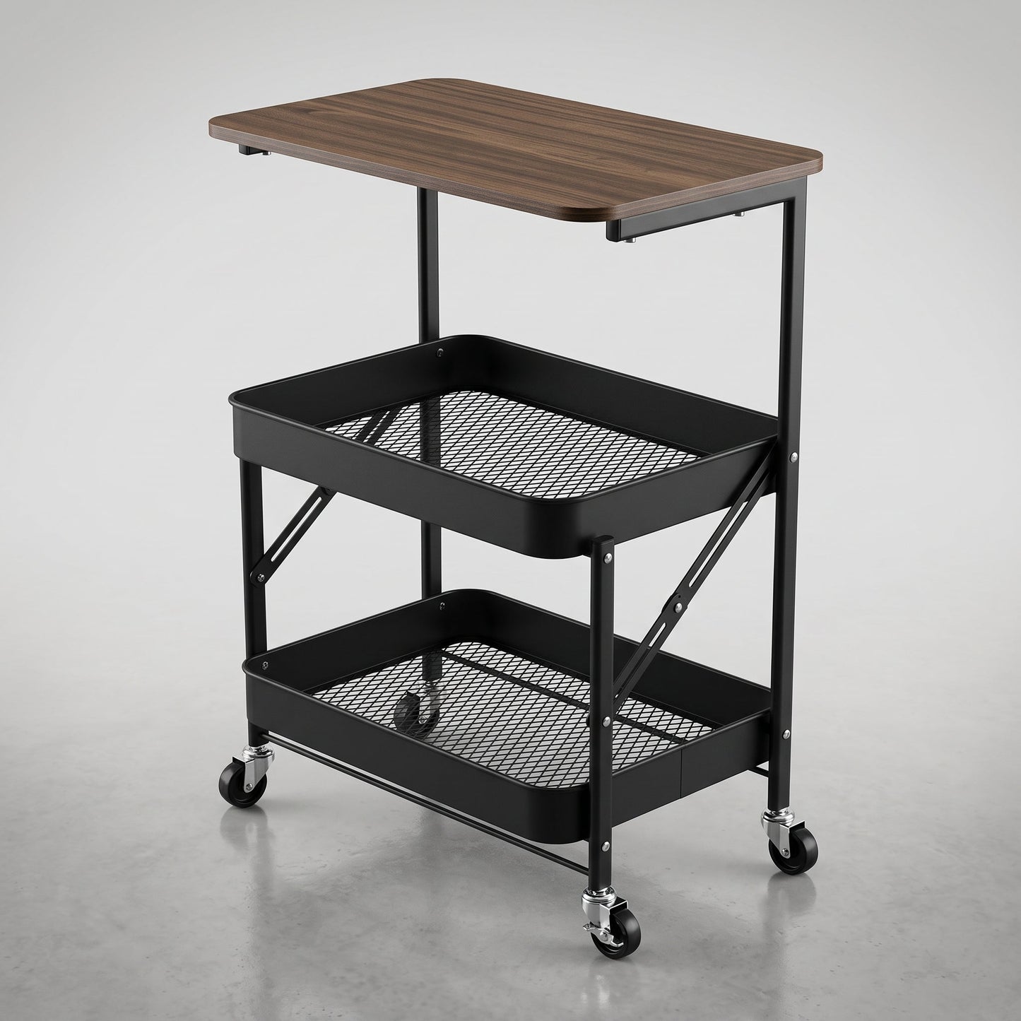 Utility Cart With Wooden Table Top Storage Trolley Mask Queen Nepal