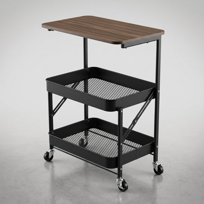 Utility Cart With Wooden Table Top Storage Trolley Mask Queen Nepal
