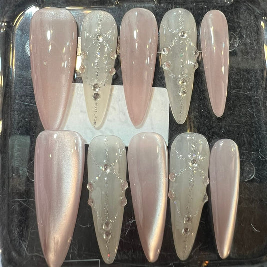 Press On Nail Long Stiletto Shape Nails 10Pcs Mask Queen Nepal