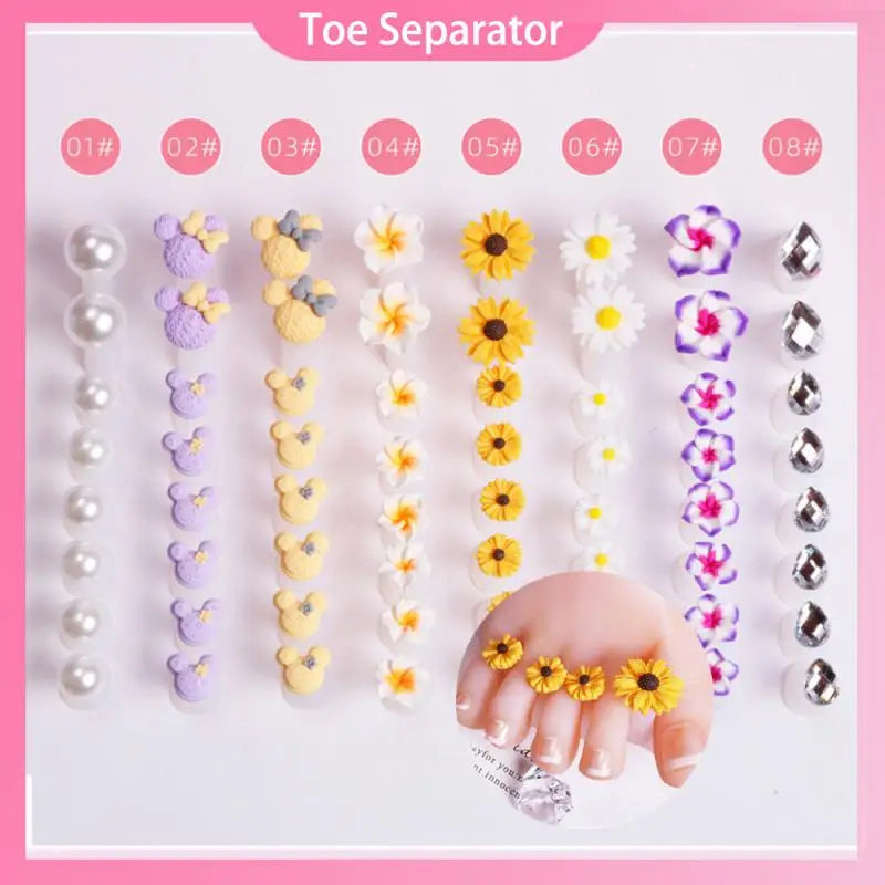 8pc Soft Silicone Toe Separator Foot Finger Divider Form Manicure Separators Pedicure Care Nail Art Tool Flower Holder Accessory Mask Queen Nepal