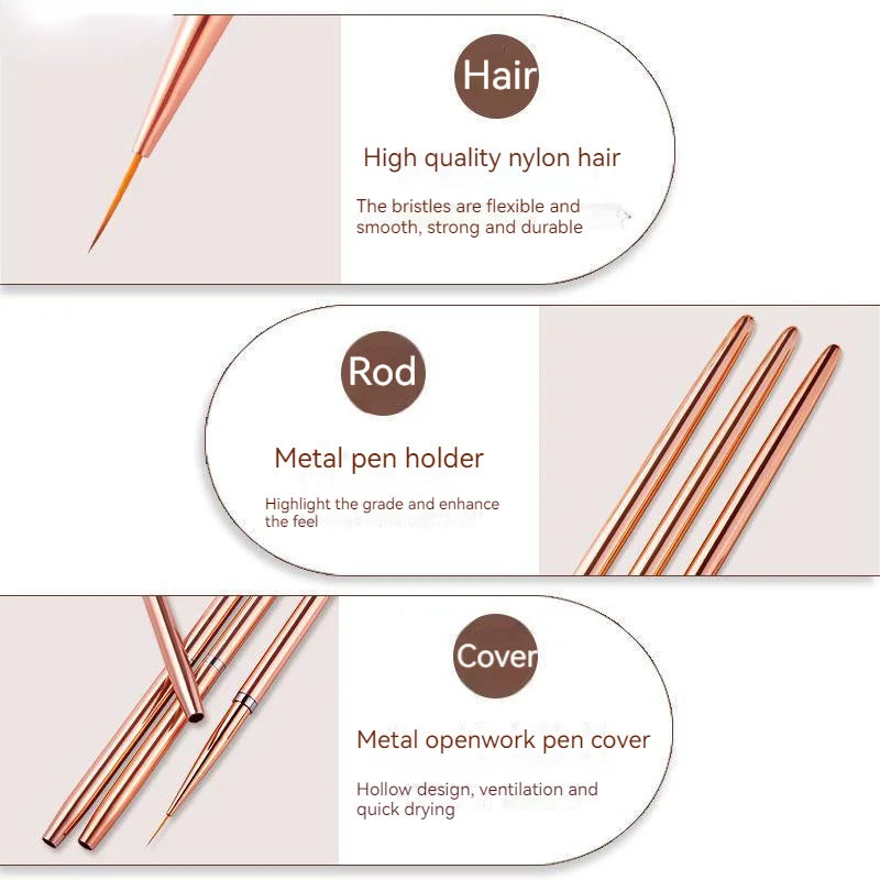 Rose Gold Nail Art Liner Brushes Mask Queen Nepal