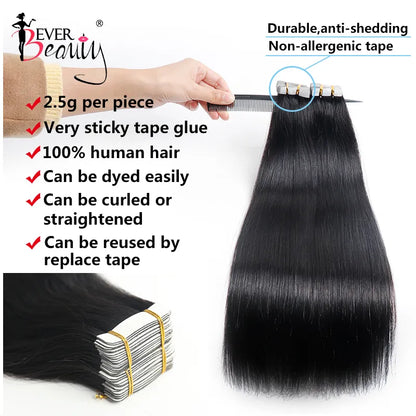 100% Real Natural Human Tape In Hair Extensions Mask Queen Nepal