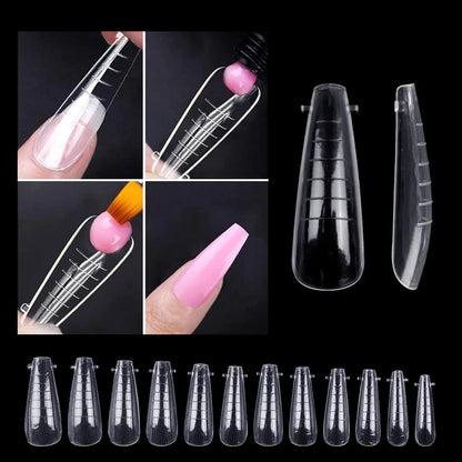 Fake Nails Poly Extension Gel Nail Form Coffin Nails Clear Ballerina Nail Tips Full Cover 60pcs Mask Queen Nepal