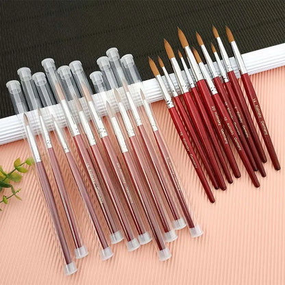 Pure Animal Hair Kolinsky Acrylic Brush Natural Red Wool Handle Nail Art Tool - Mask Queen Nepal