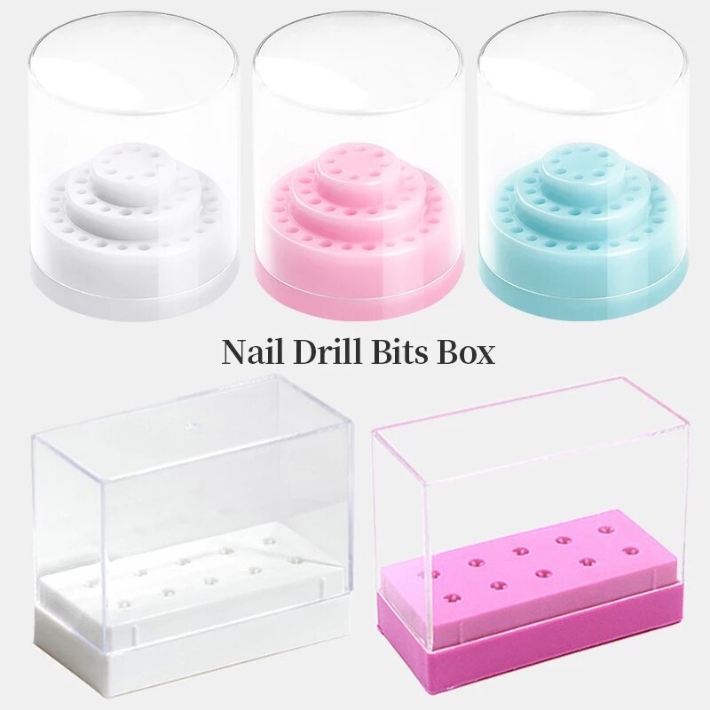 Pink White Nail Art Drill Storage Box Grinding Mask Queen Nepal