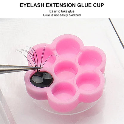 Pink Flower-Shaped Lash Glue Holder Cups Mask Queen Nepal