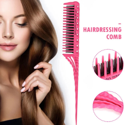 Pink 3-Row Teeth Tip Tail Hairdressing Comb Mask Queen Nepal